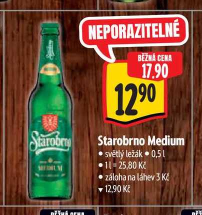Starobrno Medium, 0,5 l