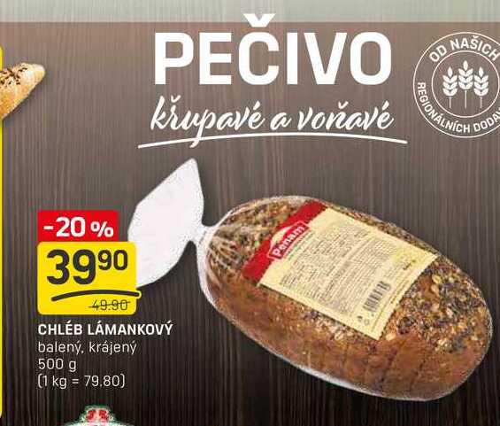 CHLÉB LÁMANKOVÝ balený, krájený 500 g