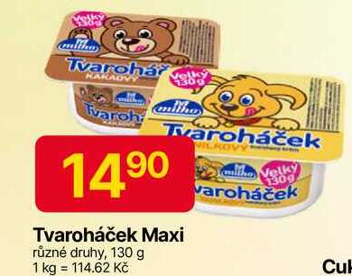 Milko Tvaroháček MAXI 130g, vybrané druhy