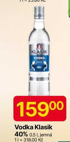 Vodka Klasik 40% 0.5 l, jemná