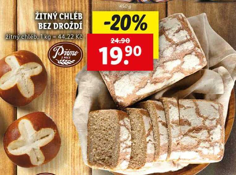 ŽITNÝ CHLÉB BEZ DROŽDÍ, 450 g
