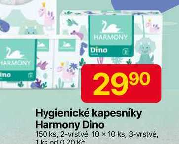HARMONY Dino Hygienické kapesníky 150 ks, 2-vrstvé