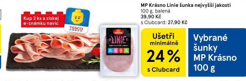 MP Krásno Linie šunka nejvyšší jakosti, 100 g 