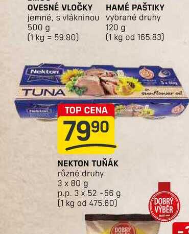 NEKTON TUŇÁK různé druhy 3 x 80 g p.p. 3 x 52-56 g 