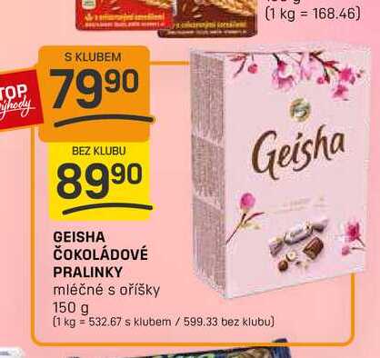 GEISHA ČOKOLÁDOVÉ PRALINKY mléčné s oříšky 150 g