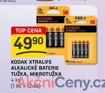KODAK XTRALIFE ALKALICKÉ BATERIE TUŽKA, MIKROTUŽKA 4 ks 