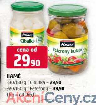 HAMÉ 330/180 g Cibulka 320/160 g Feferony 