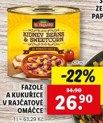 FAZOLE A KUKUŘICE V RAJČATOVÉ OMÁČCE, 425 ml