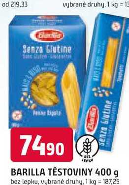 BARILLA TĚSTOVINY 400 g bez lepku