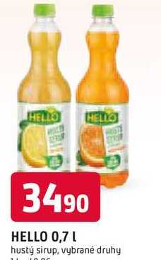 Hello sirup hustý 0,7, vybrané druhy 0.7l