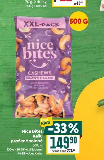 Nice Bites Kešu pražené solené 500 g