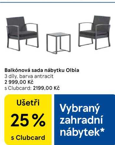 Balkónová sada nábytku Olbia, 3 díly, barva antracit 