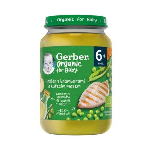 Gerber Organic dětský příkrm hrášek s bramborami a kuřecím  masem