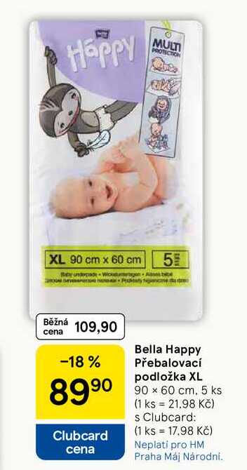 Bella Happy Přebalovací podložka XL, 90 x 60 cm, 5 ks  