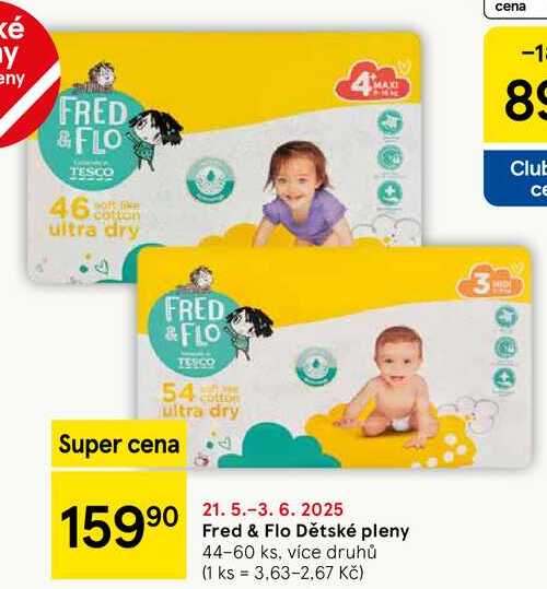 Fred & Flo Dětské pleny, 44-60 ks, více druhů 