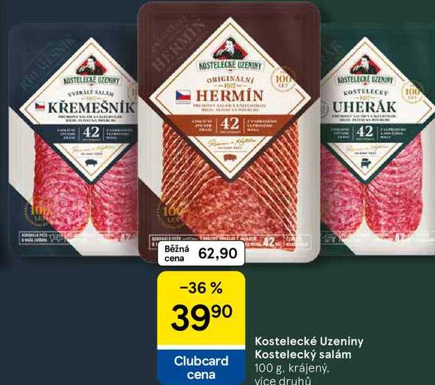 Kostelecké Uzeniny Kostelecký salám, 100 g. krájený