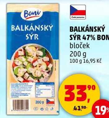  BALKÁNSKÝ SÝR 47% BONI bloček, 200 g 