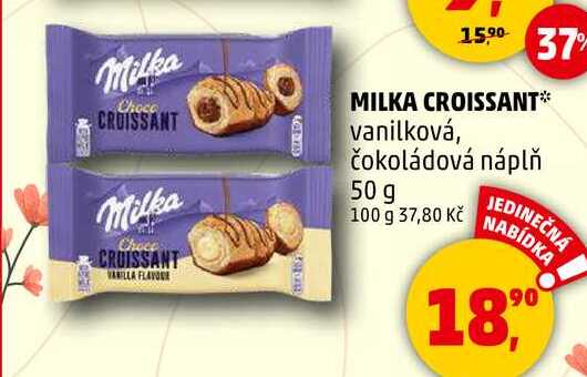 MILKA CROISSANT vanilková, čokoládová náplň, 50 g 