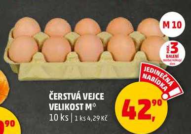 ČERSTVÁ VEJCE VELIKOST M, 10 ks 