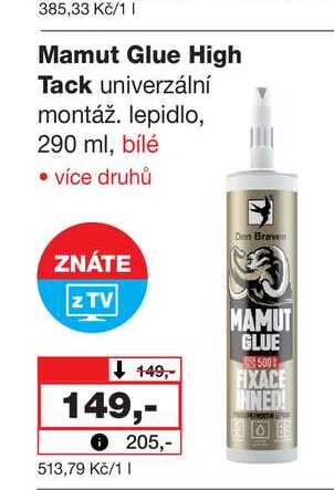 Mamut Glue High Tack univerzální montáž. lepidlo, 290 ml, bílé
