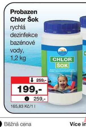 Probazen Chlor Šok rychlá dezinfekce bazénové vody, M 1,2 kg 
