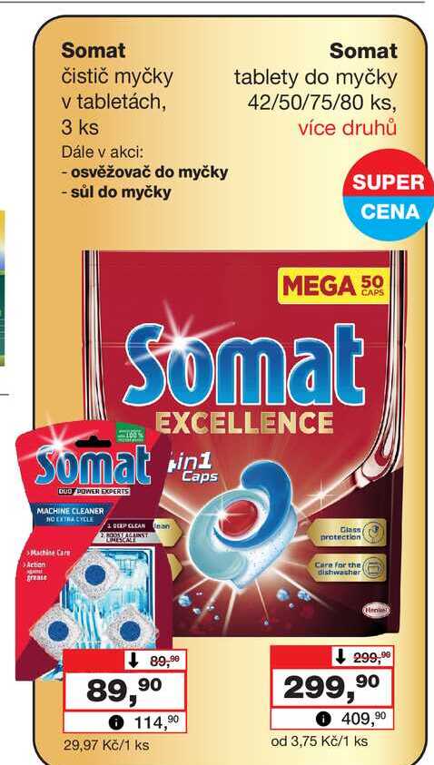 Somat čistič myčky v tabletách, 3 ks 