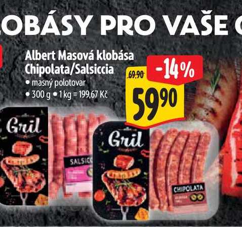  Albert Masová klobása Chipolata/Salsiccia  300 g