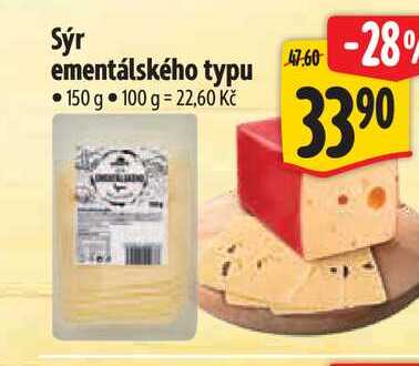 Sýr ementálského typu 150 g  