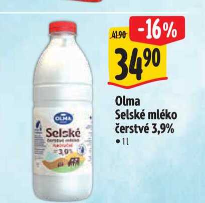  Olma Selské mléko čerstvé 3,9%1 l
