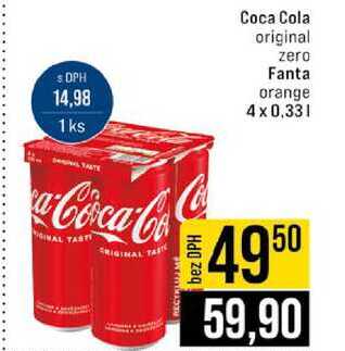Coca Cola original zero Fanta orange 4 x 0,33l