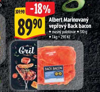  Albert Marinovaný vepřový Back bacon 310 g
