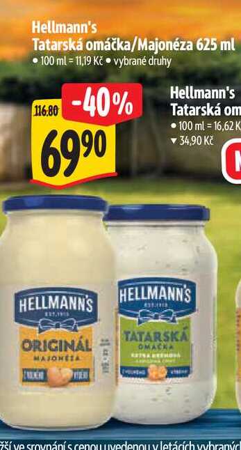 Hellmann's Tatarská omáčka/Majonéza 625 ml 