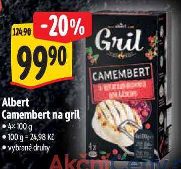 Albert Camembert na gril, 4x 100 g 