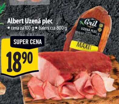 Albert Uzená plec, cena za 100 g 