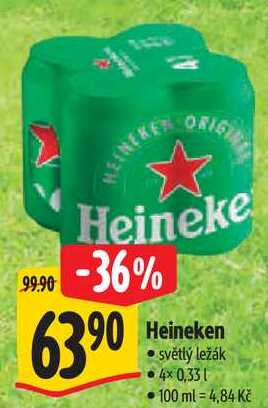 Heineken, 4x 0,33 l 