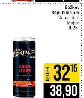 Božkov Republica 6% Cuba Libre Mojito 0,25l