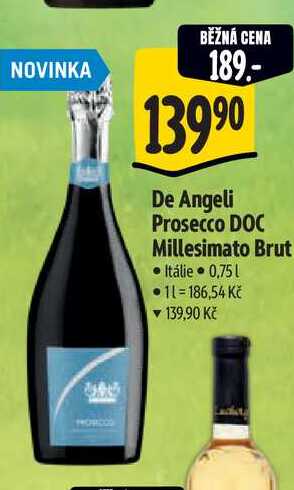   De Angeli Prosecco DOC Millesimato Brut  0,75 l