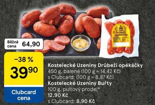 Kostelecké Uzeniny Drůbeží opékáčky, 450 g, balené 