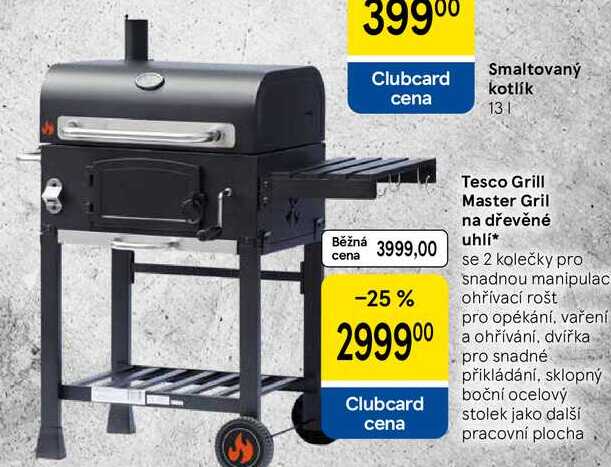 Tesco Grill Master na dřevěné uhlí 