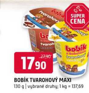 Bobík Tvarohový maxi 130g, vybrané druhy