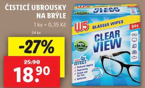 ČISTICÍ UBROUSKY NA BRÝLE, 54 ks
