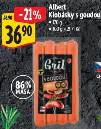 Albert Klobásky s goudou, 170 g