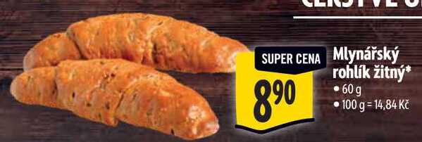 Mlynářský rohlík žitný, 60 g 