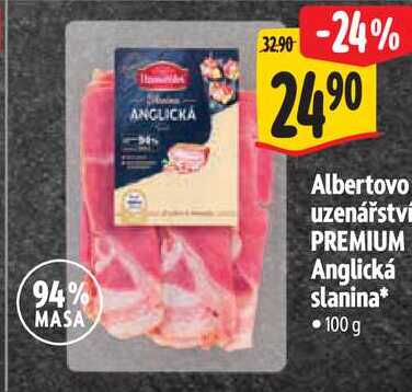 Albertovo uzenářství PREMIUM Anglická slanina, 100 g 