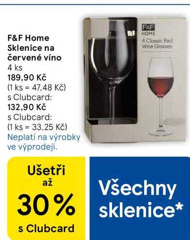 F&F Home Sklenice na červené víno, 4 ks 