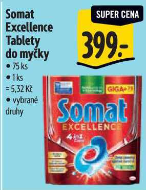 Somat Excellence Tablety do myčky, 75 ks 