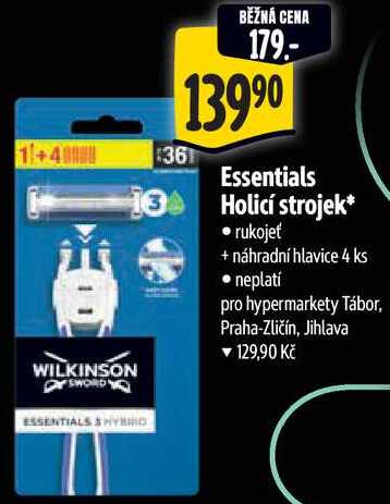 Essentials Holicí strojek, rukojeť + náhradní hlavice 4 ks 