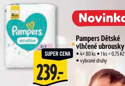 Pampers Dětské vlhčené ubrousky, 4x 80 ks