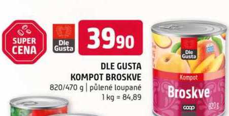 Dle gusta kompot broskve 820/470g