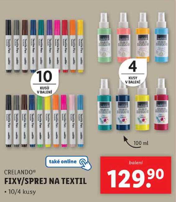 FIXY/SPREJ NA TEXTIL, 10/4 kusy 